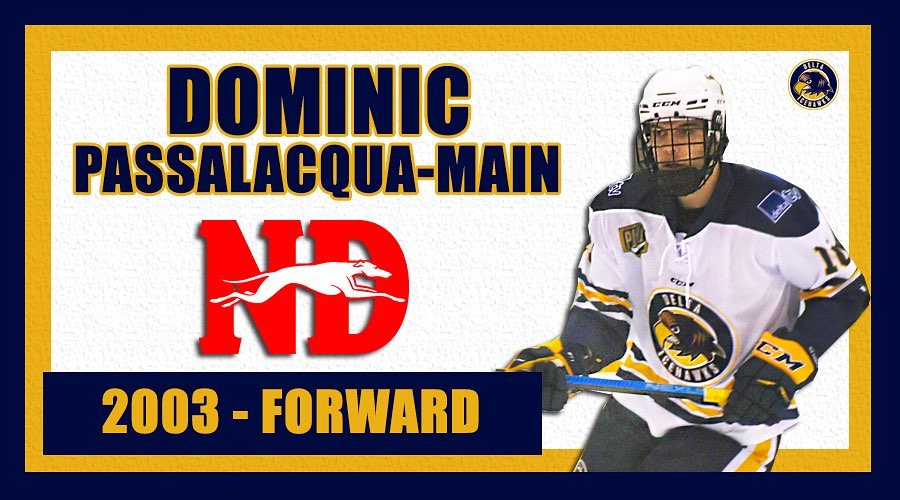 Congrats to Dominic Passalacqua-Main on being signed by the Jr. A @ndjrahounds! Good luck in Saskatchewan! 

#DeltaHawkey