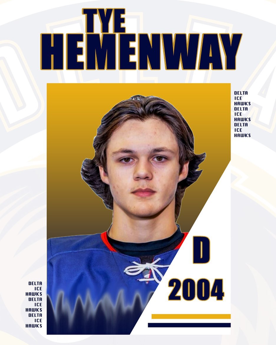 COMMITTED: ‘04 D Tye Hemenway!

Tye is the younger brother of our assistant captain, Carson Hemenway, and last played for the @gvcanadians U18 team. 

From Coach Steve: “Tye was the captain of his team last year and is a well-rounded, puck-moving D-man who will fit right in with our tempo and style. We are pleased Tye chose Delta and excited to see what kind of chemistry the Hem bros duo brings to the blue line this year!”

Welcome aboard, Tye! #DeltaHawkey
