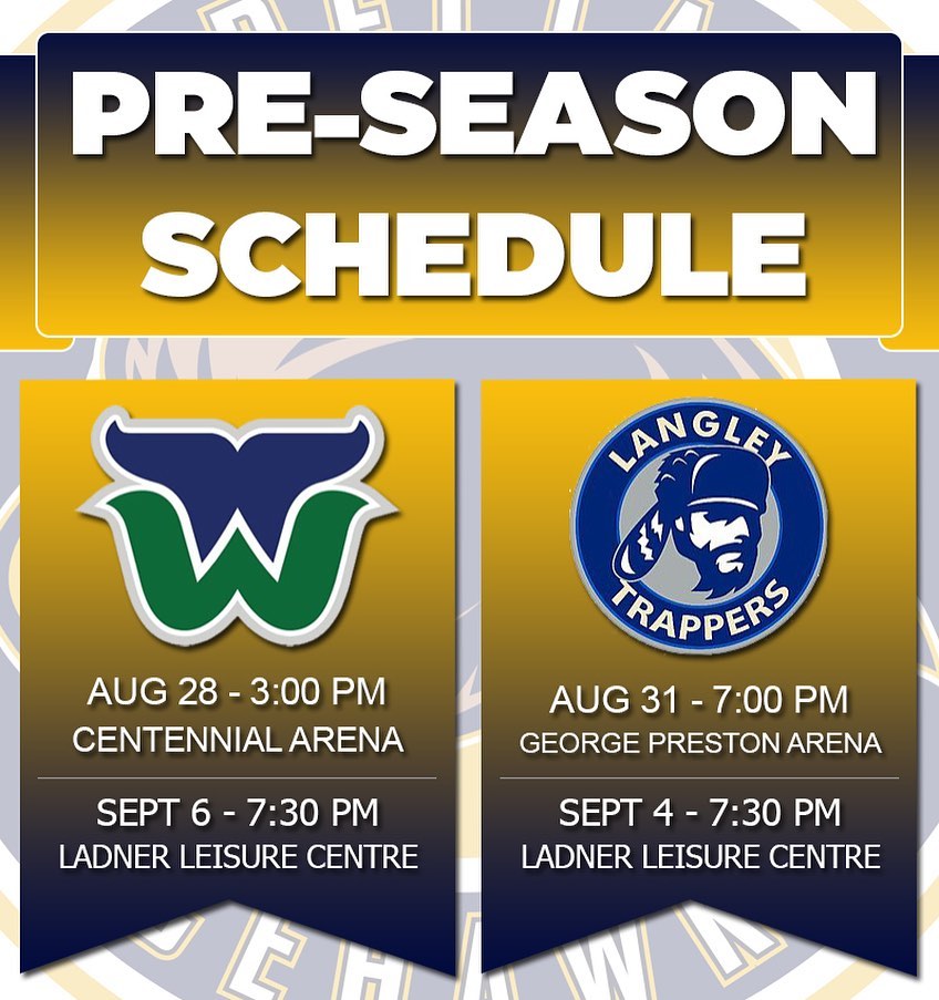 Pre-season games against @wrwhalershockey and @langleytrappers are scheduled and we are ready to get back to it! Here’s to a new season! #DeltaHawkey